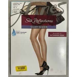 VTG Hanes Silk Reflections Pantyhose 717 EF Little Color Silky Sheer Control Top
